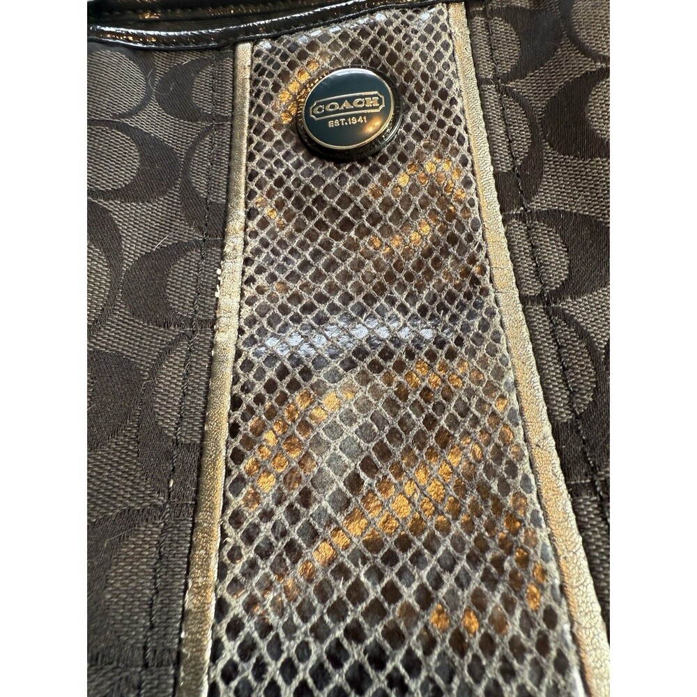 Coach F24882 Black Signature Python Print Stripe … - image 2